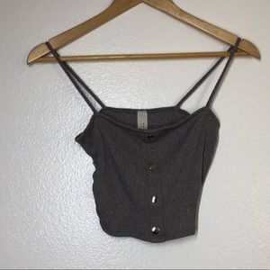 May Pink Grey Strap Crop Top
